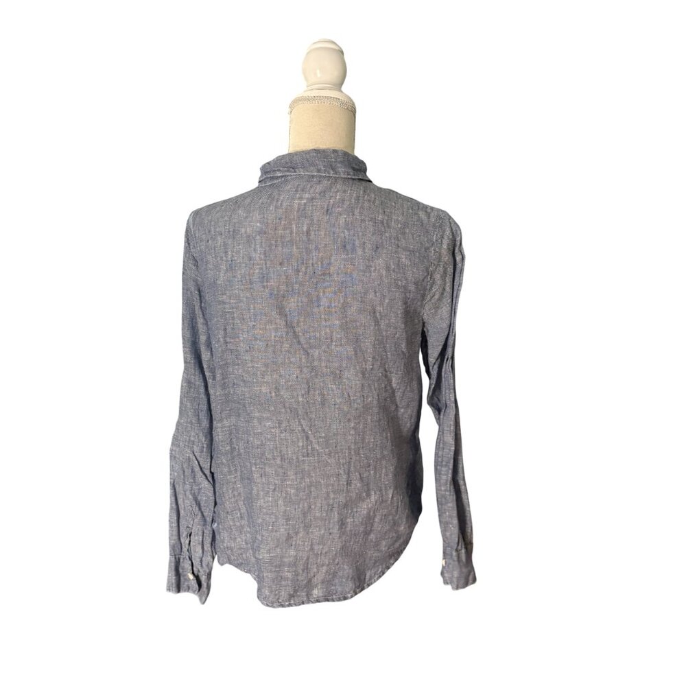 CP Shades Romy Linen Shirt S small chambray blue denim long sleeve button up - Picture 7 of 9
